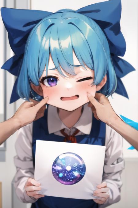 00006-3832362796-masterpiece, best quality,1girl,  ,cheekpinching,cheek pinching, holding,upper body,one eye closed,looking at viewer,pov, ,cirno.png